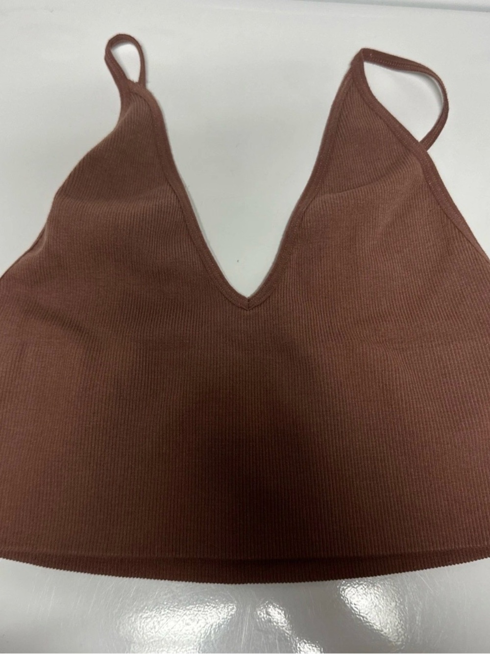 Amazon Brown Ribbed V-Neck Bralette